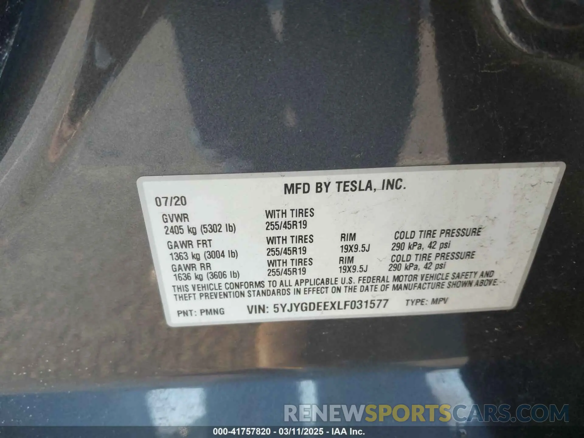 9 Photograph of a damaged car 5YJYGDEEXLF031577 TESLA MODEL Y 2020