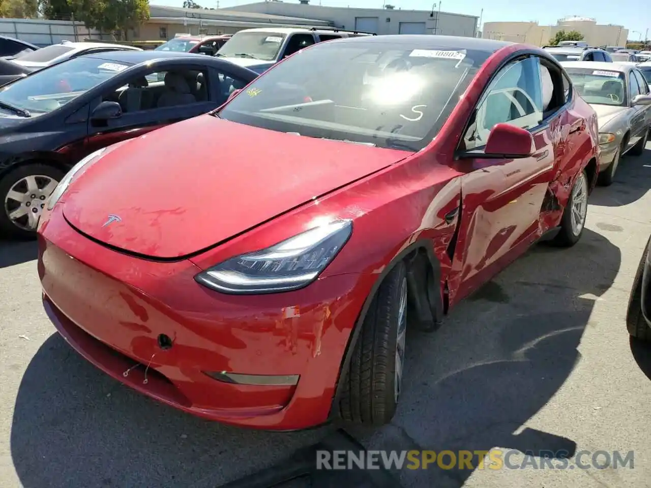 2 Photograph of a damaged car 5YJYGDEF0LF005675 TESLA MODEL Y 2020