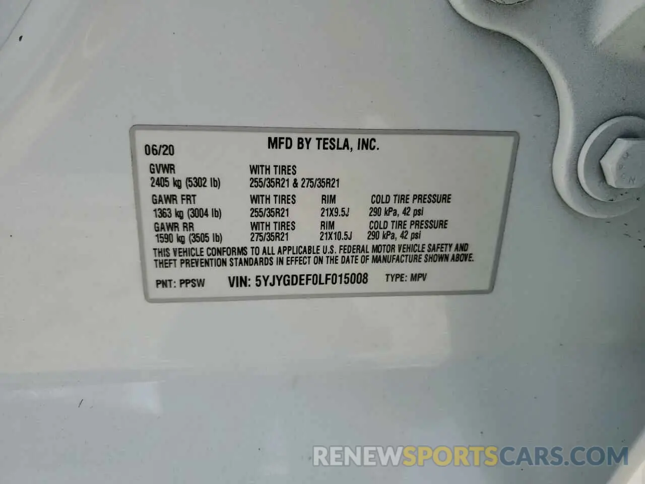13 Photograph of a damaged car 5YJYGDEF0LF015008 TESLA MODEL Y 2020