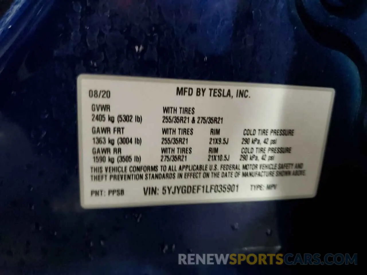 14 Photograph of a damaged car 5YJYGDEF1LF035901 TESLA MODEL Y 2020