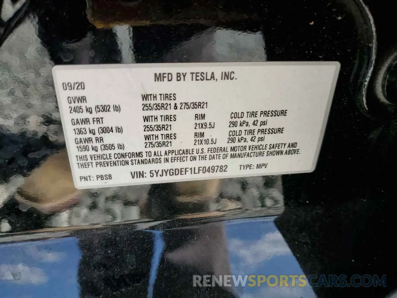 13 Photograph of a damaged car 5YJYGDEF1LF049782 TESLA MODEL Y 2020