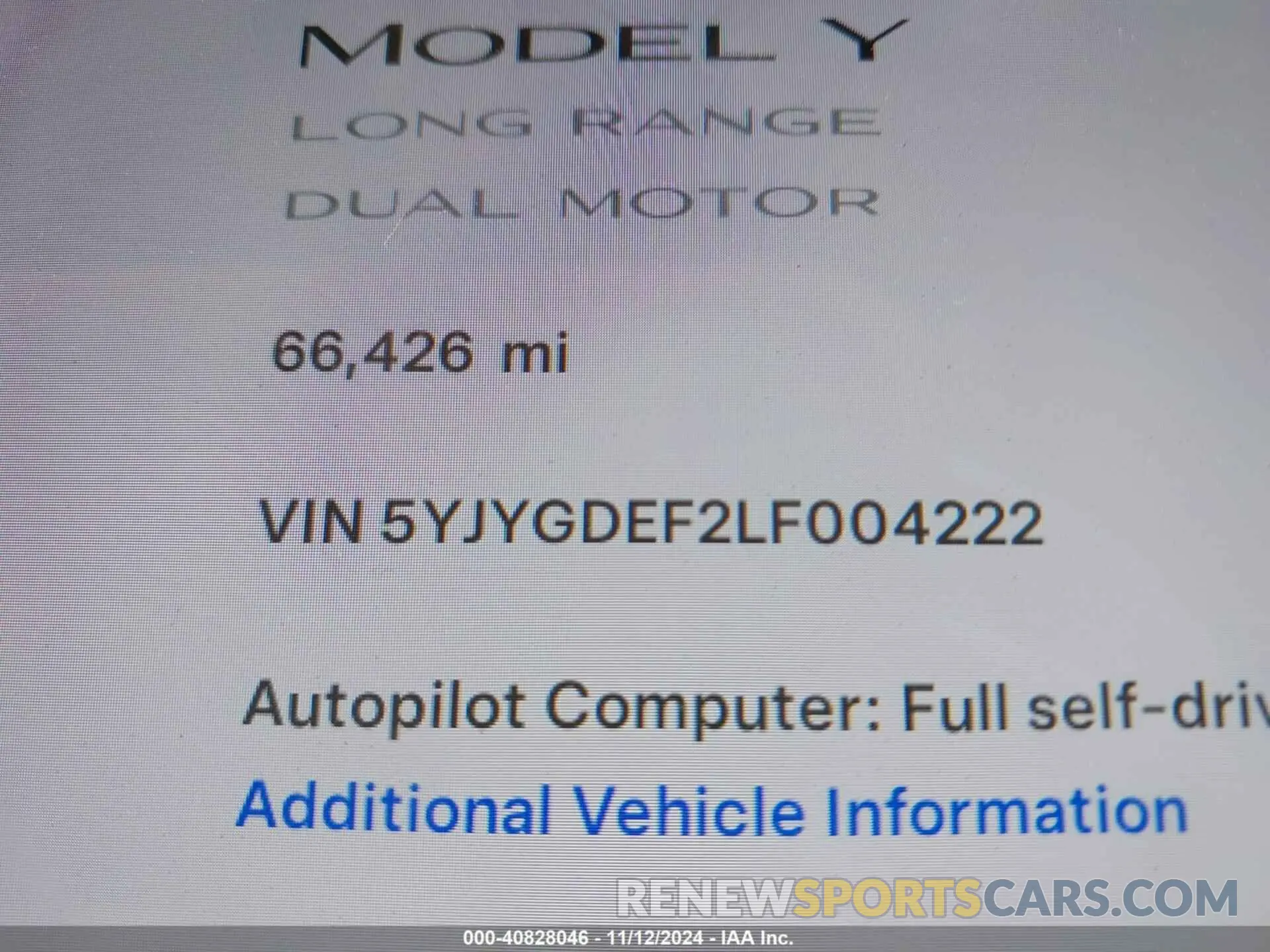 16 Photograph of a damaged car 5YJYGDEF2LF004222 TESLA MODEL Y 2020