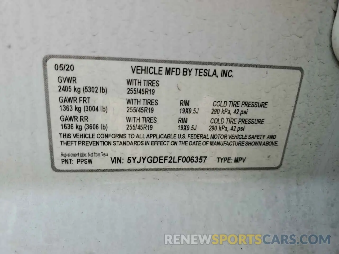 12 Photograph of a damaged car 5YJYGDEF2LF006357 TESLA MODEL Y 2020
