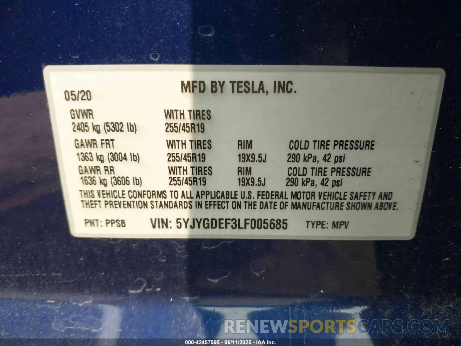 9 Photograph of a damaged car 5YJYGDEF3LF005685 TESLA MODEL Y 2020