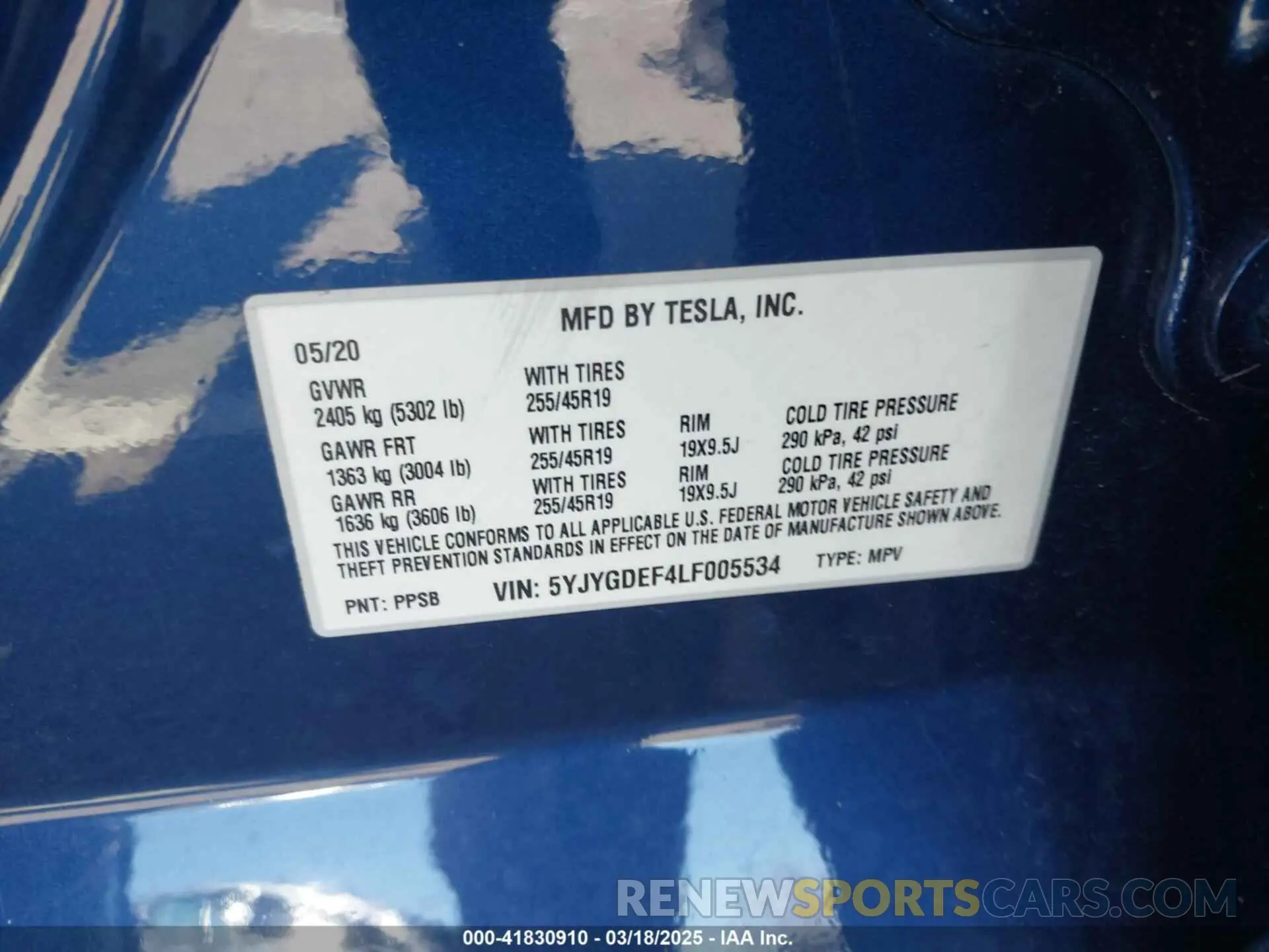 9 Photograph of a damaged car 5YJYGDEF4LF005534 TESLA MODEL Y 2020