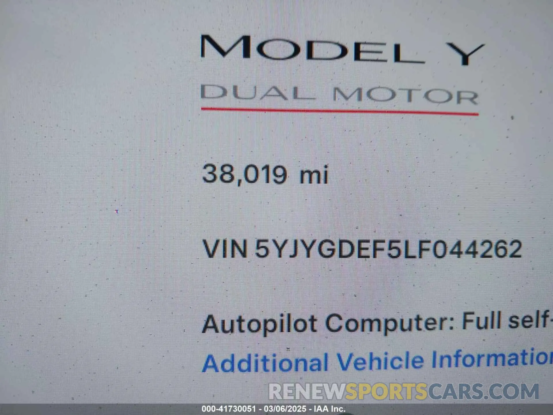 16 Photograph of a damaged car 5YJYGDEF5LF044262 TESLA MODEL Y 2020