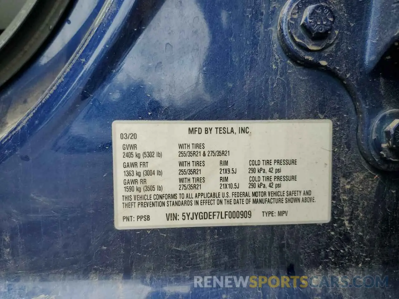 13 Photograph of a damaged car 5YJYGDEF7LF000909 TESLA MODEL Y 2020