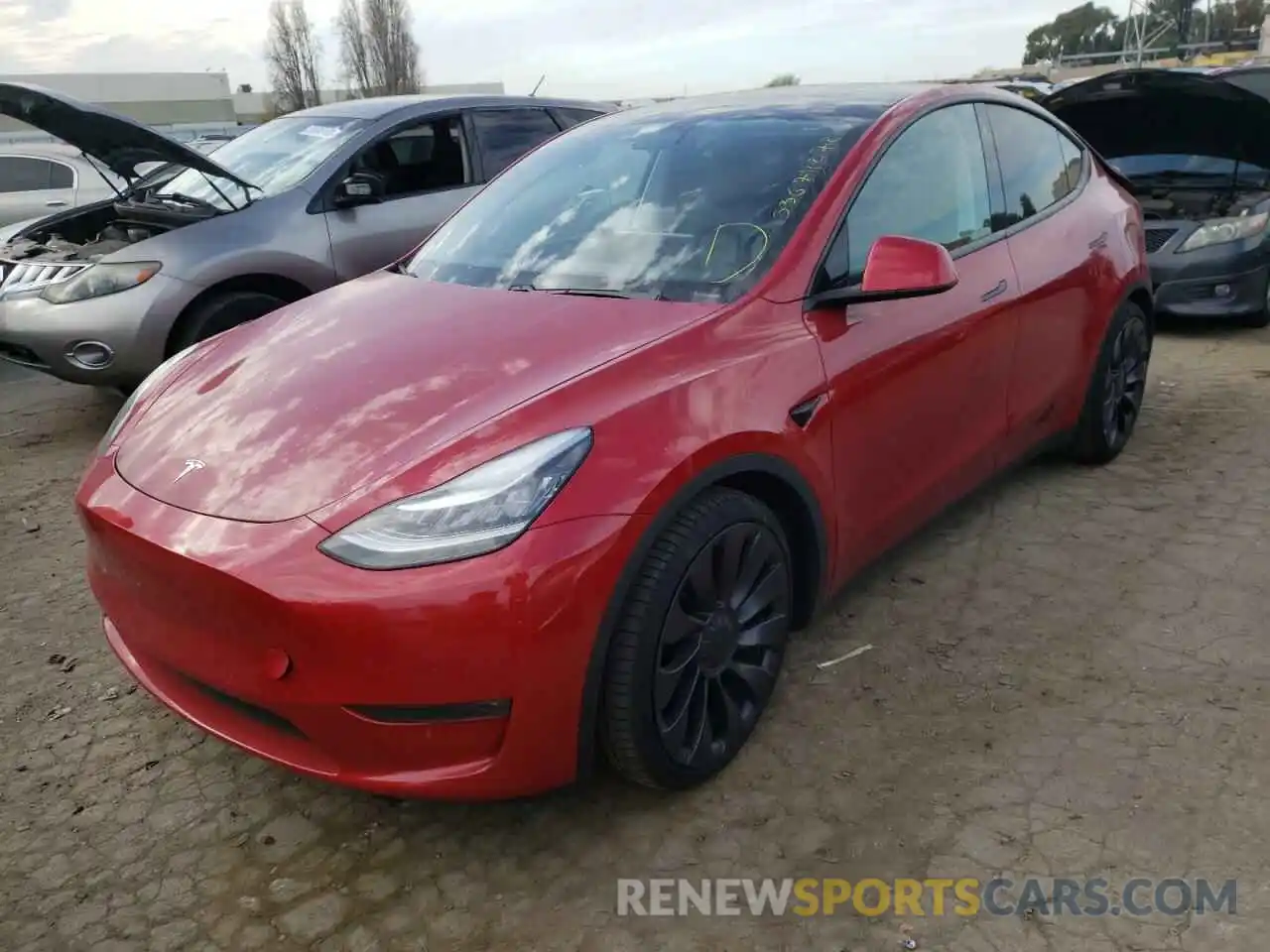 2 Photograph of a damaged car 5YJYGDEF7LF003356 TESLA MODEL Y 2020