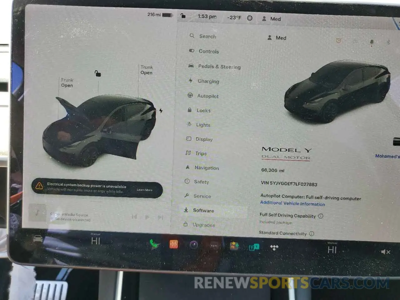 9 Photograph of a damaged car 5YJYGDEF7LF027883 TESLA MODEL Y 2020