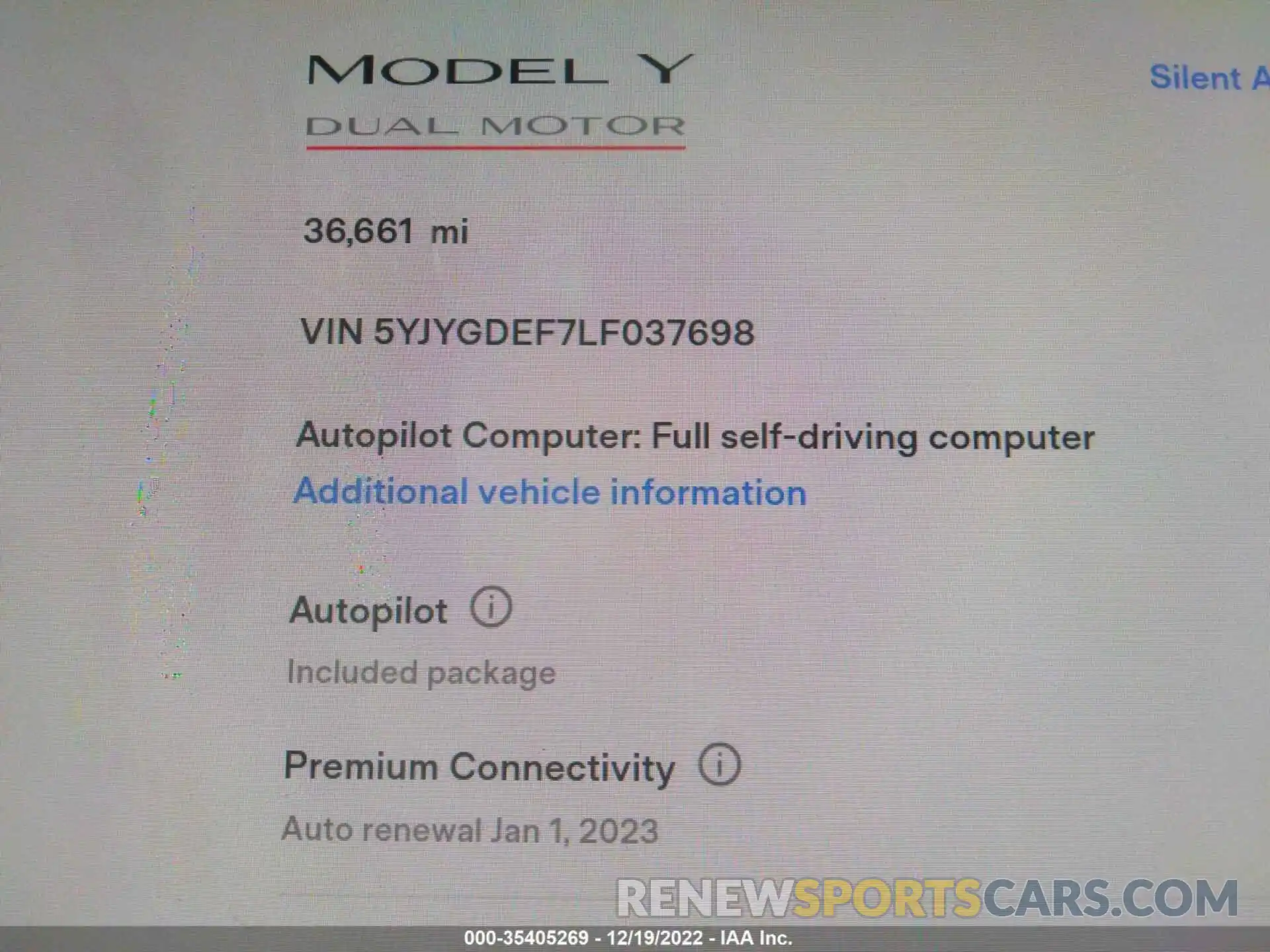 7 Photograph of a damaged car 5YJYGDEF7LF037698 TESLA MODEL Y 2020