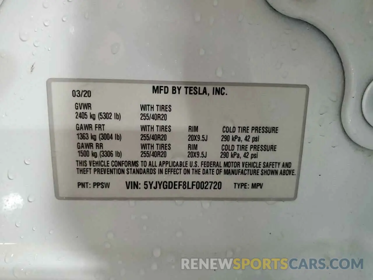 13 Photograph of a damaged car 5YJYGDEF8LF002720 TESLA MODEL Y 2020