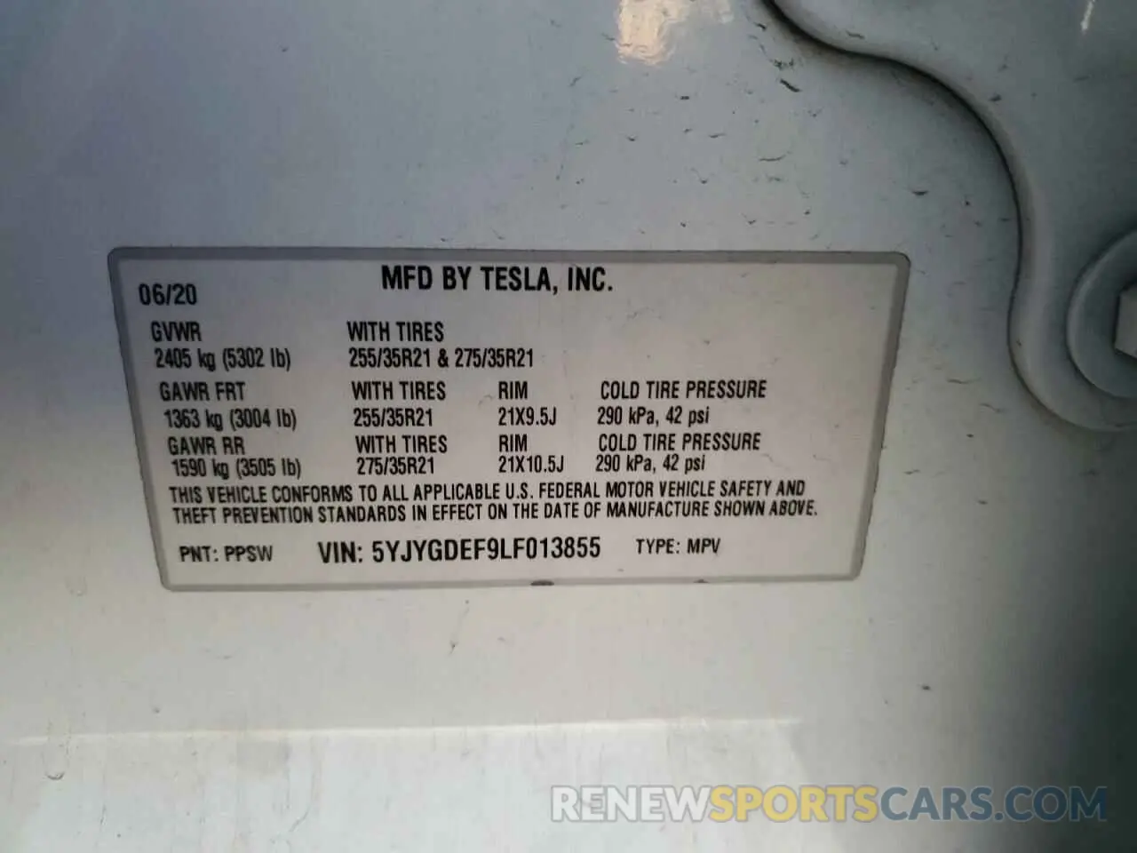 12 Photograph of a damaged car 5YJYGDEF9LF013855 TESLA MODEL Y 2020