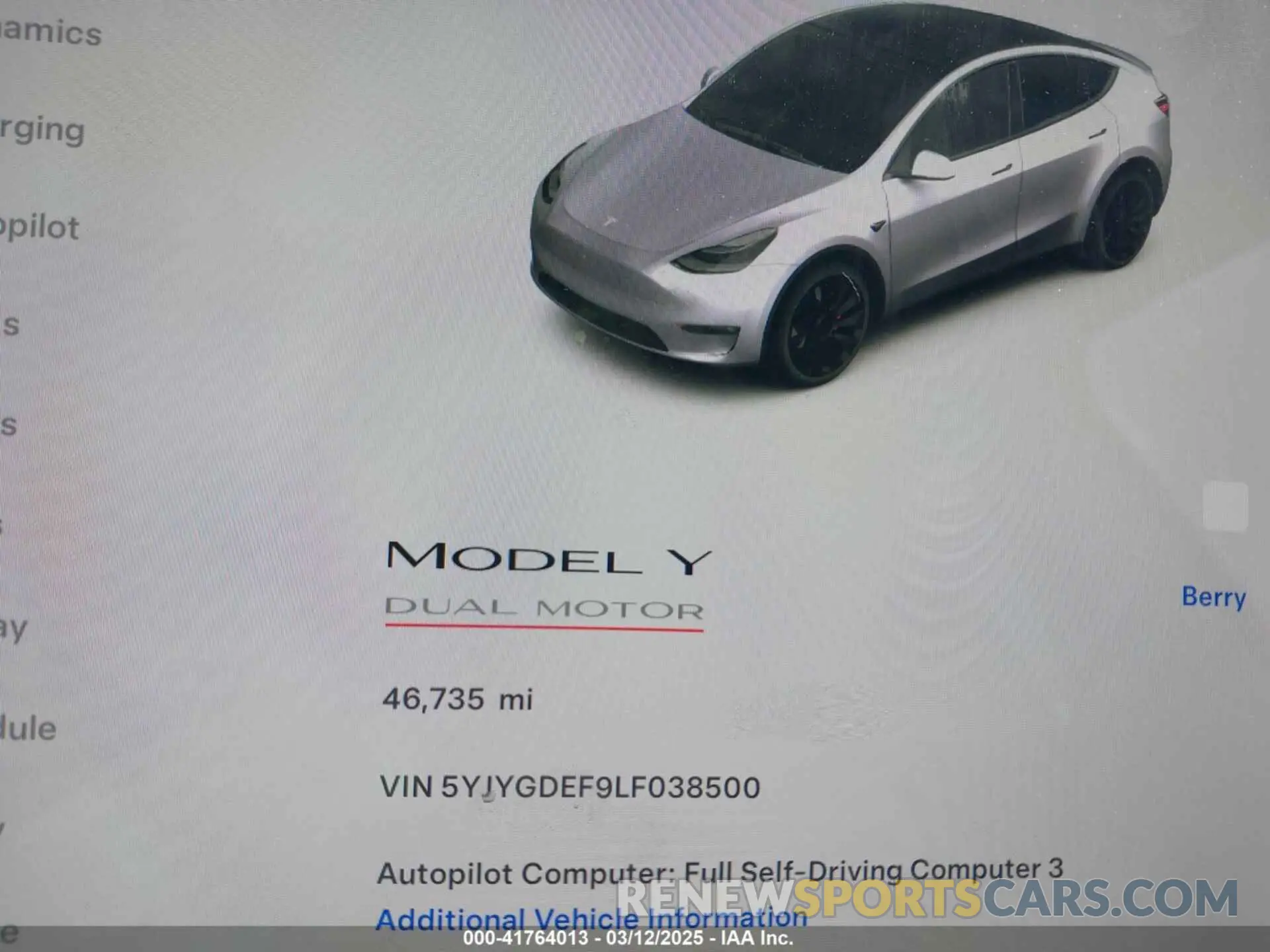 7 Photograph of a damaged car 5YJYGDEF9LF038500 TESLA MODEL Y 2020
