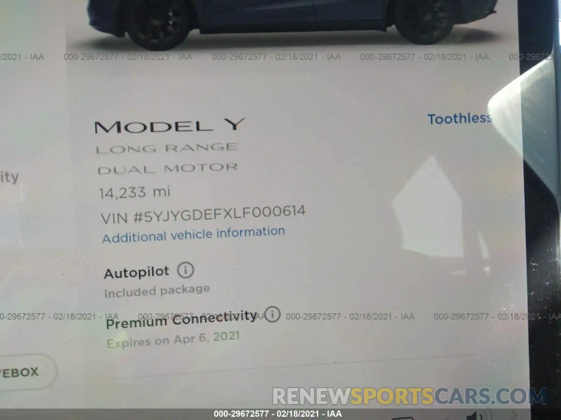 7 Photograph of a damaged car 5YJYGDEFXLF000614 TESLA MODEL Y 2020