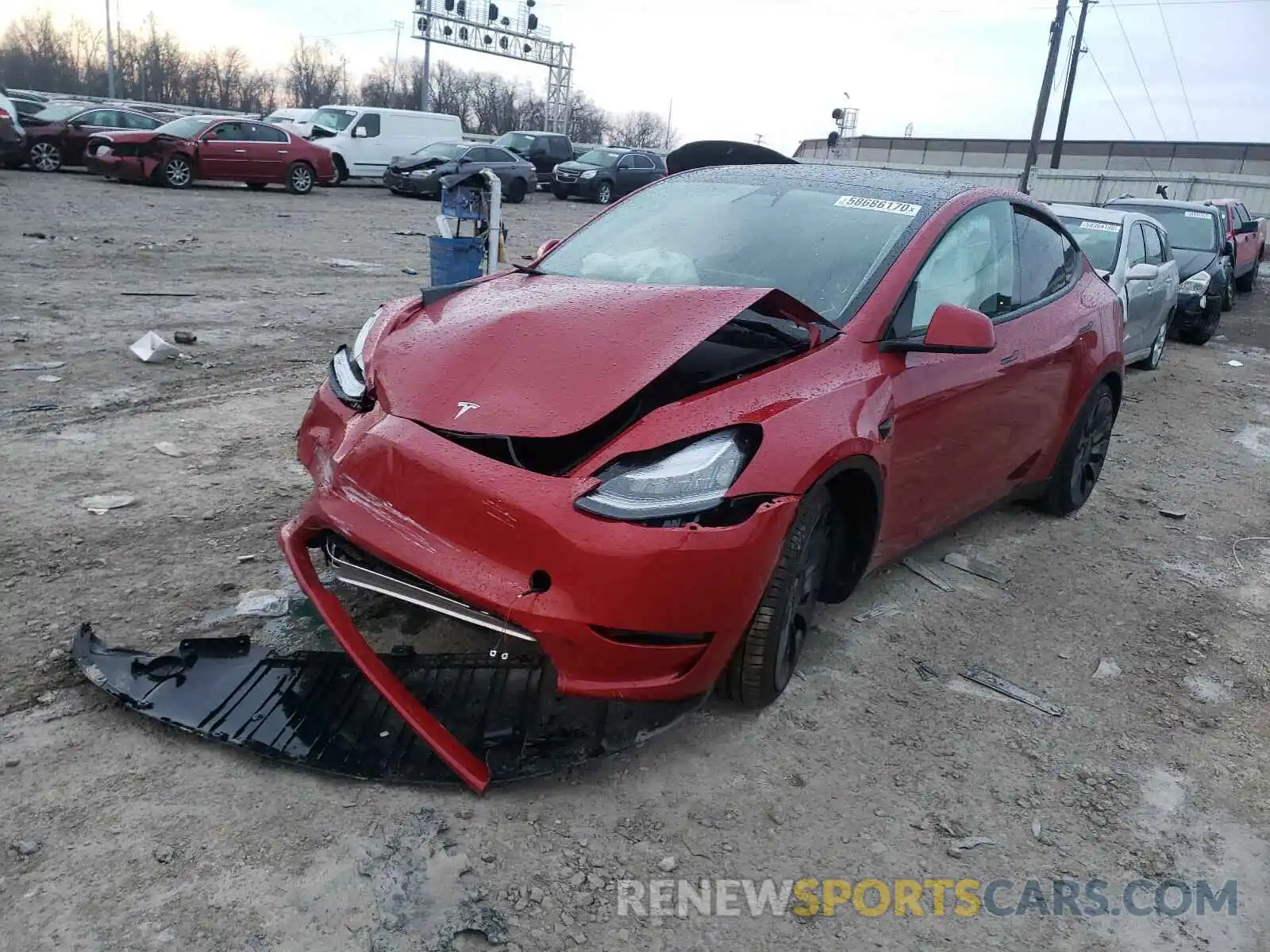 2 Photograph of a damaged car 5YJYGDEFXLF027988 TESLA MODEL Y 2020