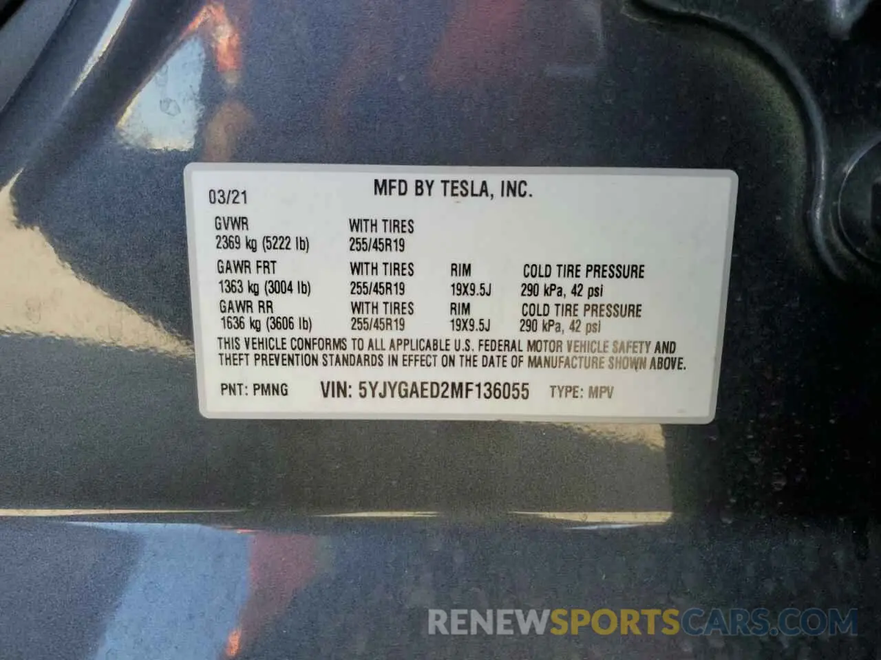 13 Photograph of a damaged car 5YJYGAED2MF136055 TESLA MODEL Y 2021