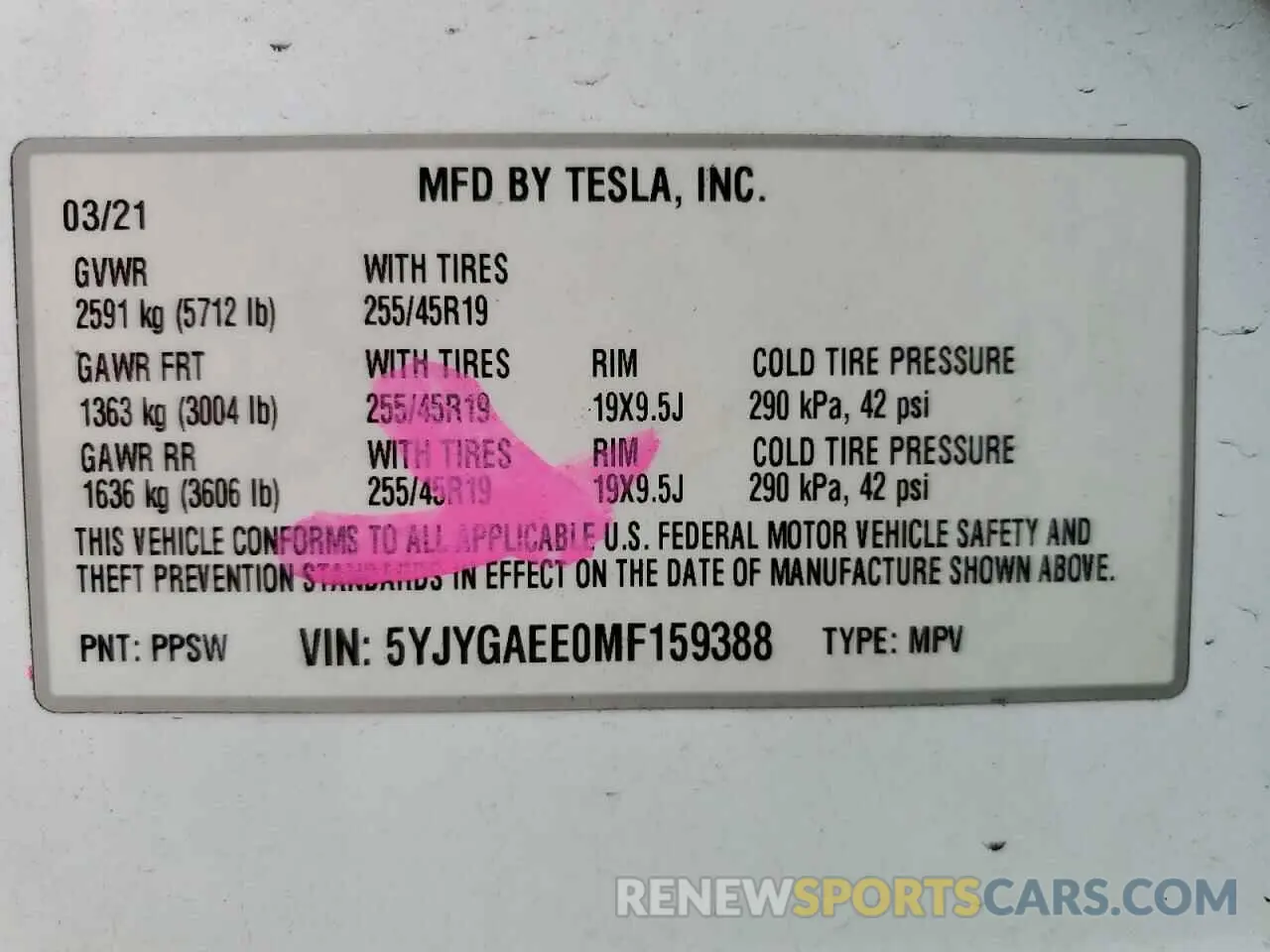 14 Photograph of a damaged car 5YJYGAEE0MF159388 TESLA MODEL Y 2021