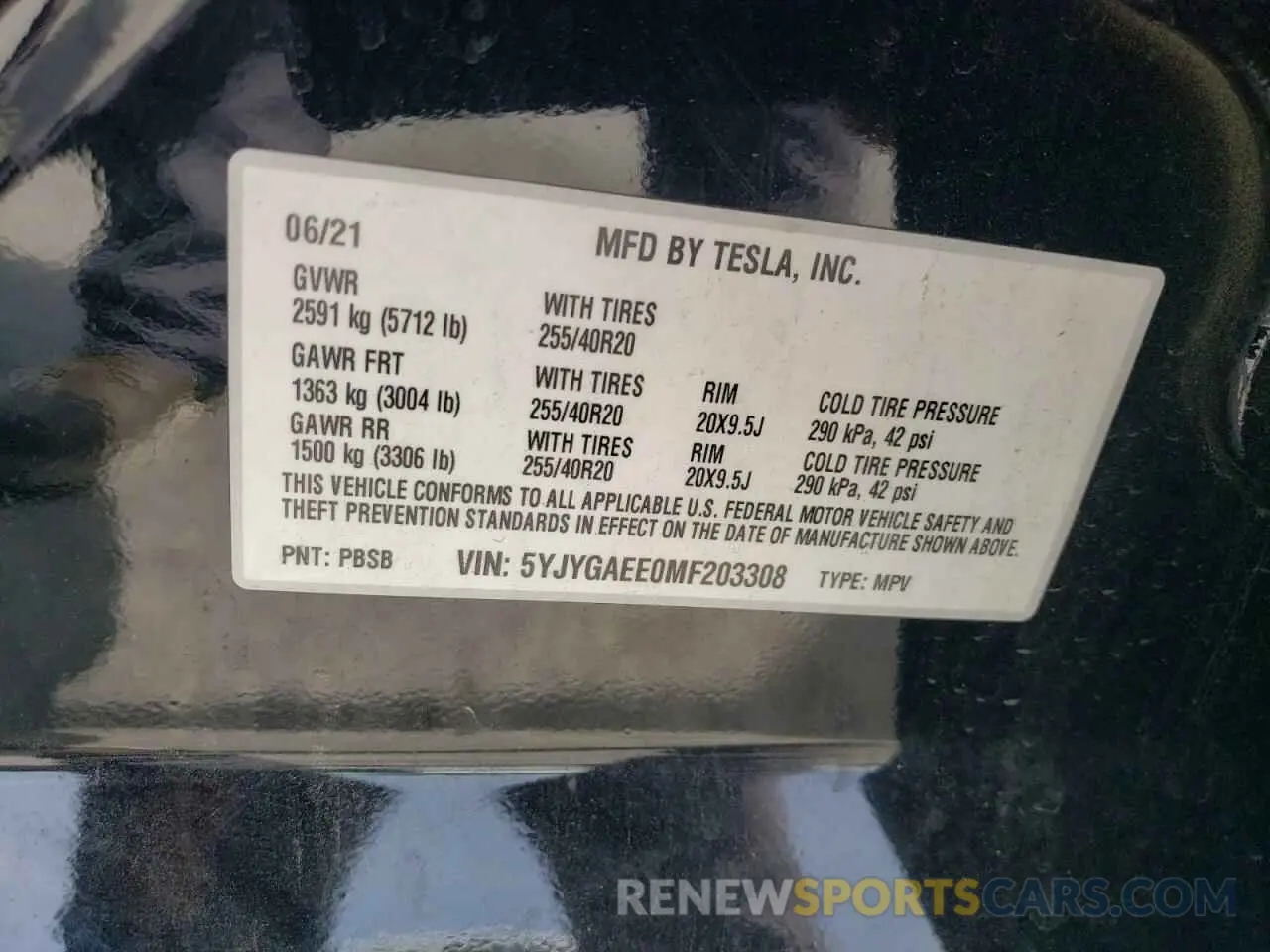 16 Photograph of a damaged car 5YJYGAEE0MF203308 TESLA MODEL Y 2021
