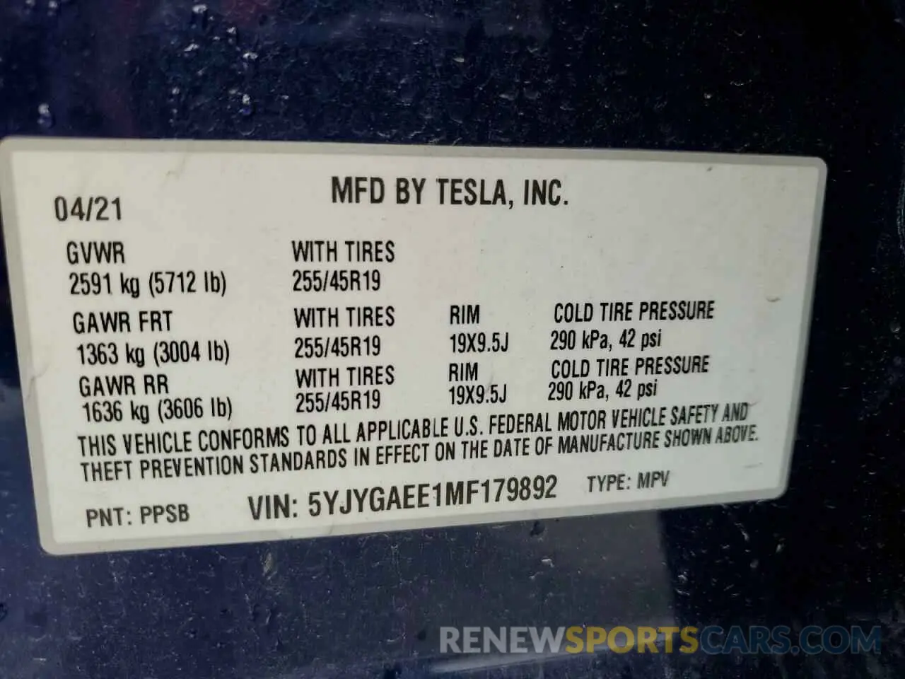 12 Photograph of a damaged car 5YJYGAEE1MF179892 TESLA MODEL Y 2021