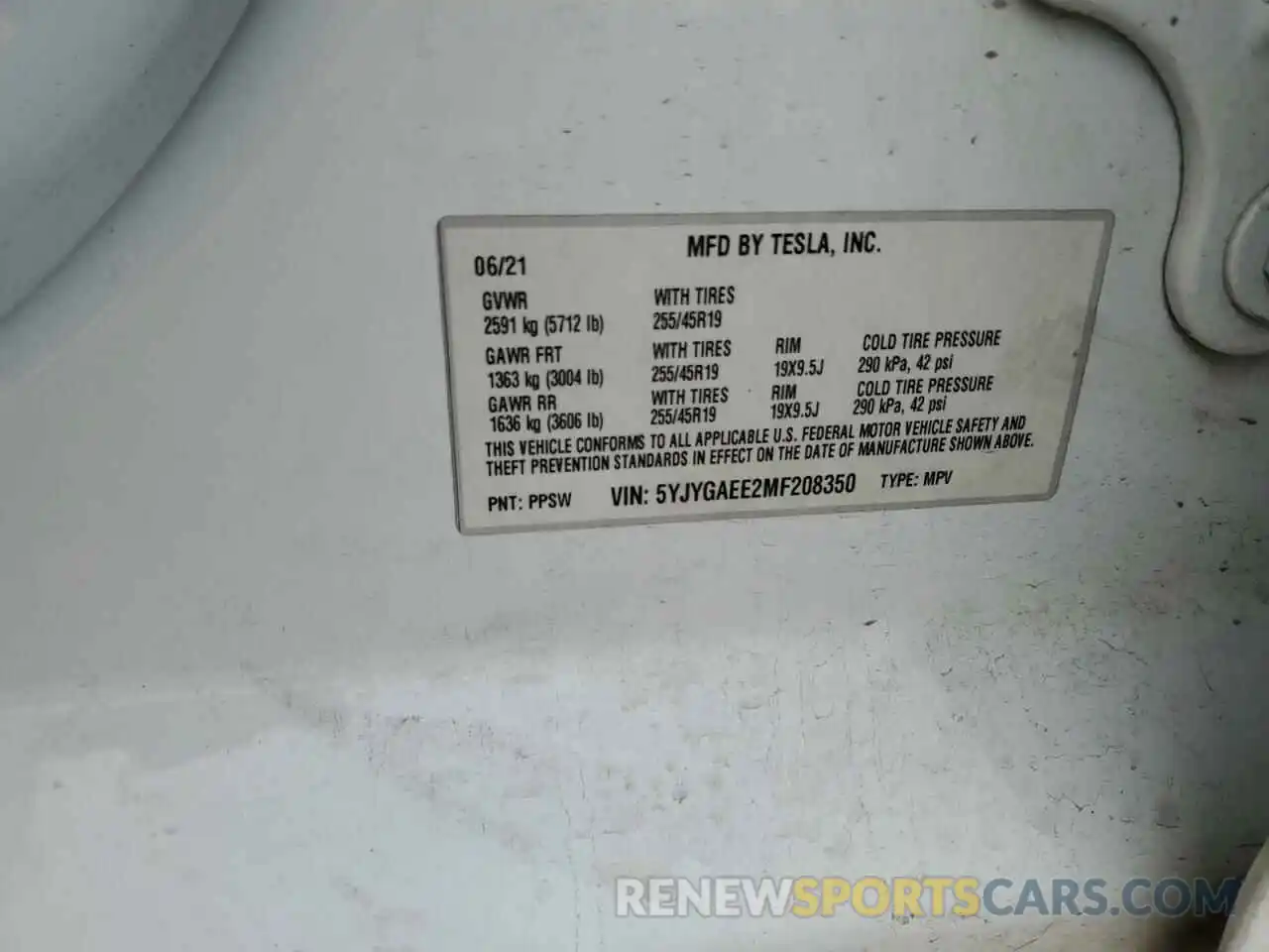 14 Photograph of a damaged car 5YJYGAEE2MF208350 TESLA MODEL Y 2021