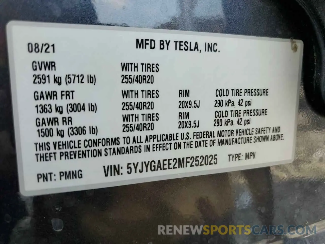 13 Photograph of a damaged car 5YJYGAEE2MF252025 TESLA MODEL Y 2021