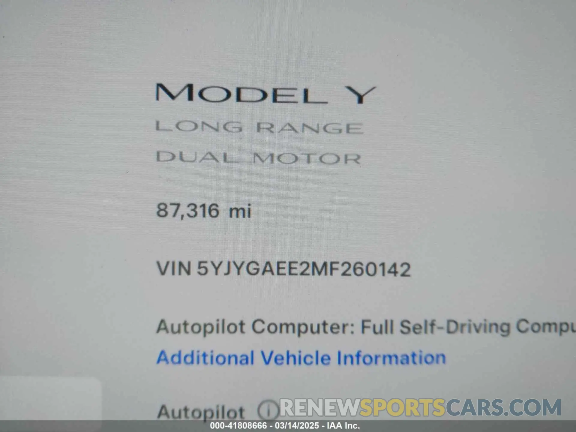 14 Photograph of a damaged car 5YJYGAEE2MF260142 TESLA MODEL Y 2021