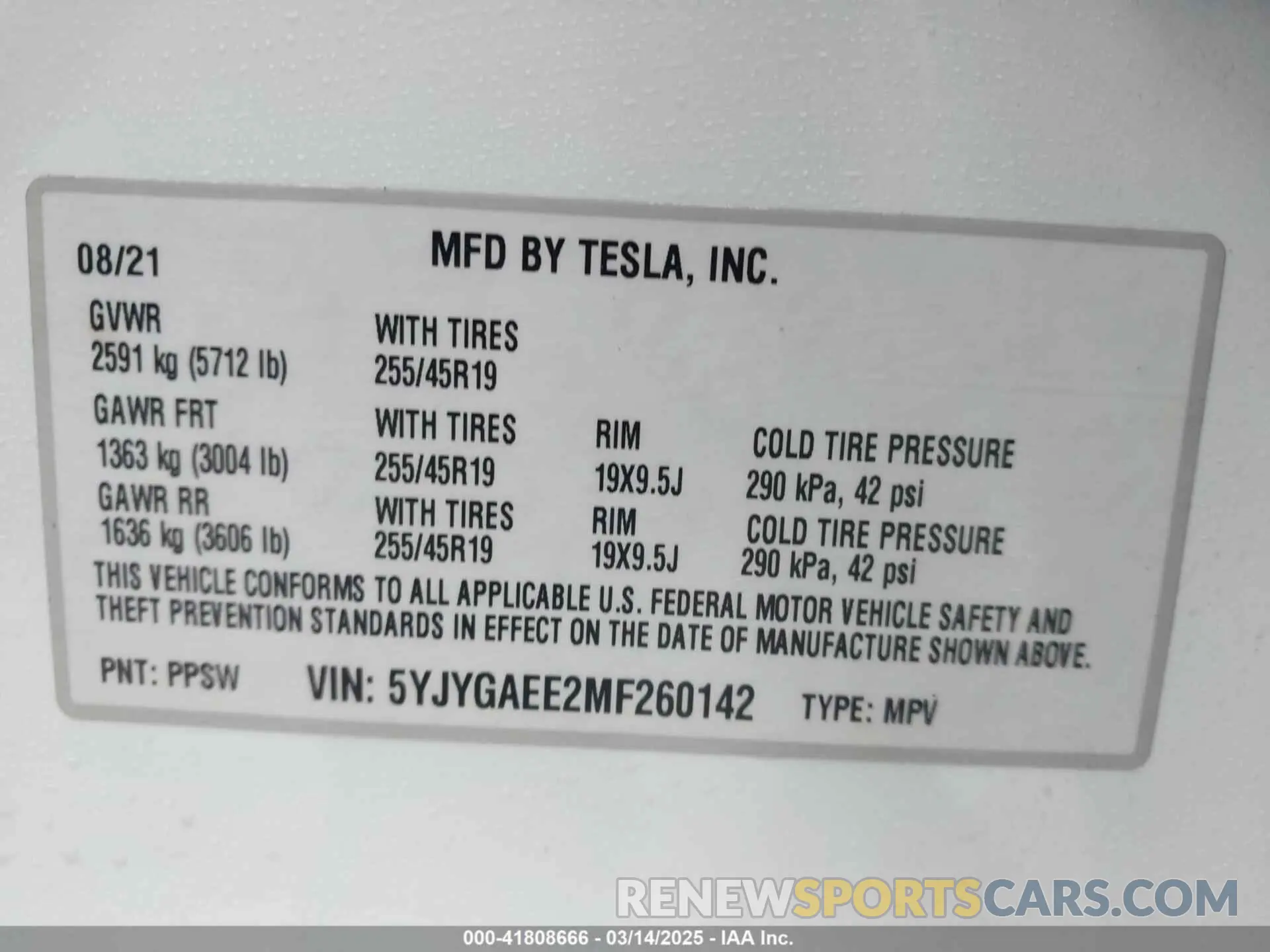 9 Photograph of a damaged car 5YJYGAEE2MF260142 TESLA MODEL Y 2021