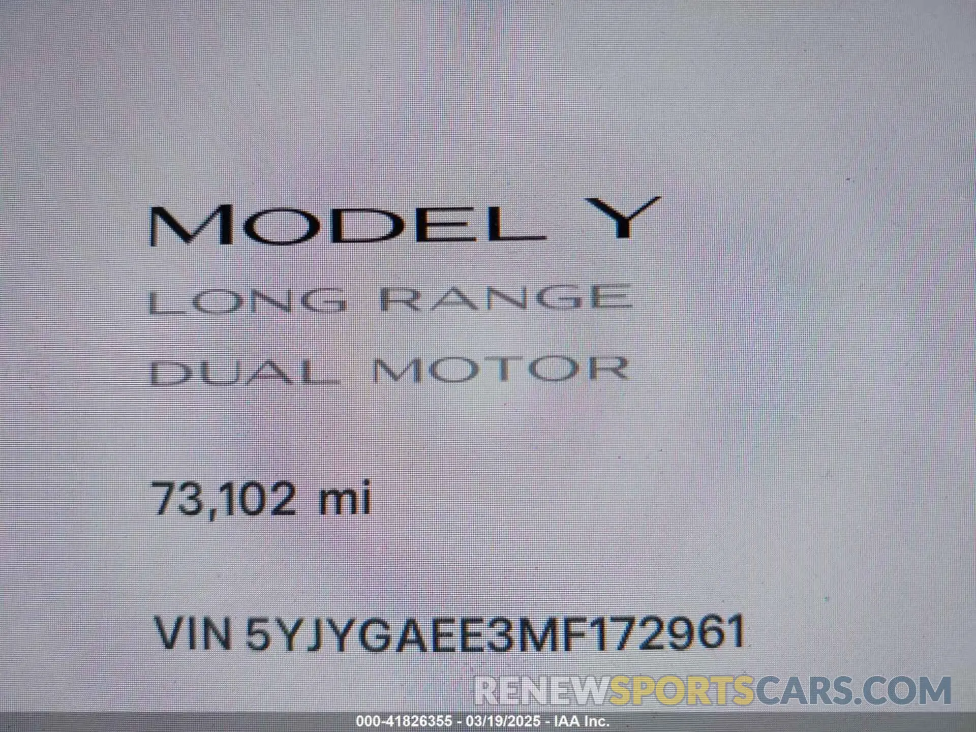 15 Photograph of a damaged car 5YJYGAEE3MF172961 TESLA MODEL Y 2021