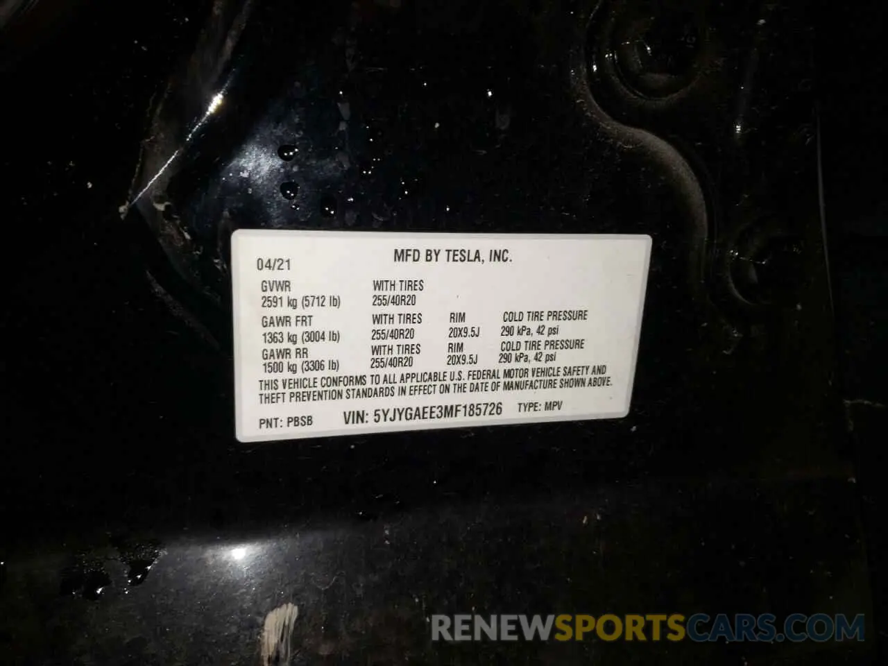 13 Photograph of a damaged car 5YJYGAEE3MF185726 TESLA MODEL Y 2021