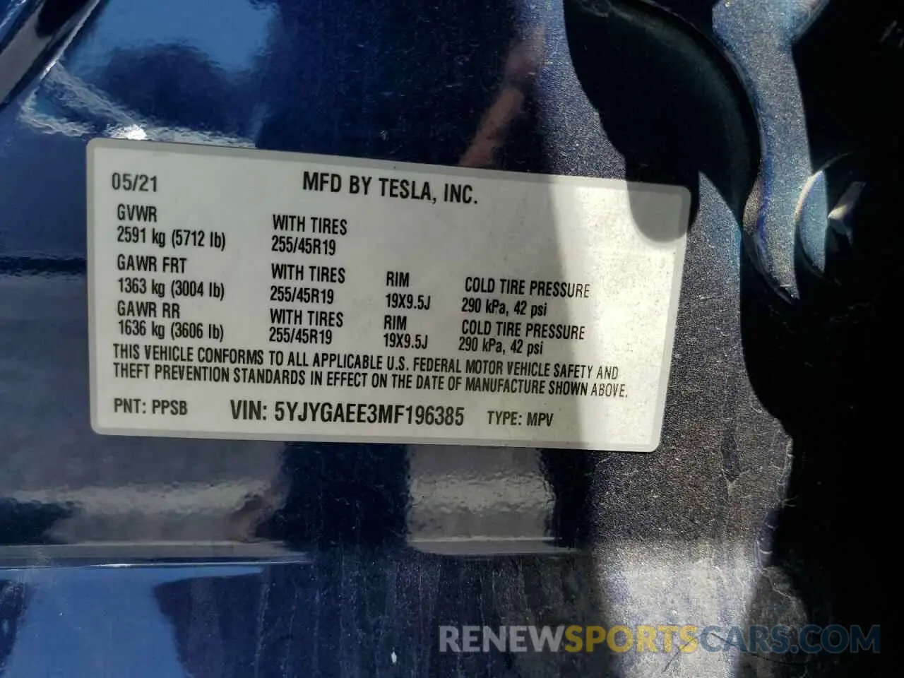 13 Photograph of a damaged car 5YJYGAEE3MF196385 TESLA MODEL Y 2021
