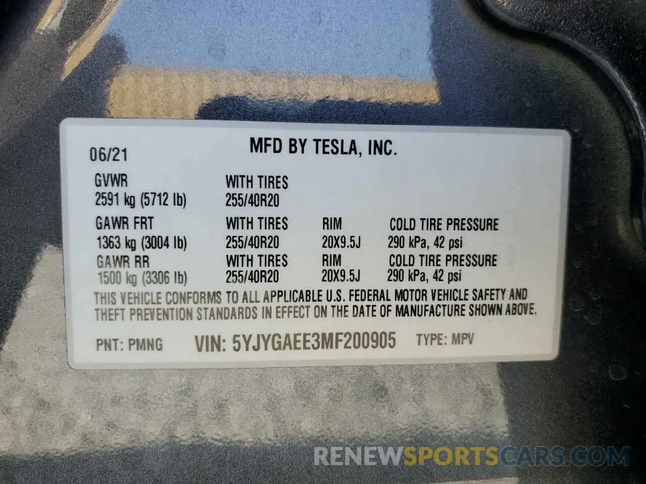 12 Photograph of a damaged car 5YJYGAEE3MF200905 TESLA MODEL Y 2021