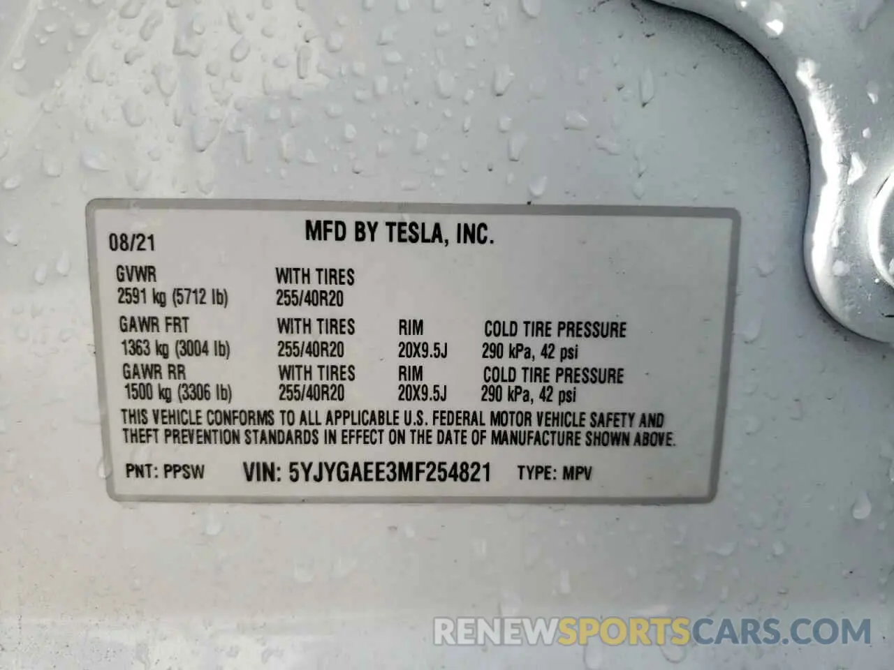 14 Photograph of a damaged car 5YJYGAEE3MF254821 TESLA MODEL Y 2021