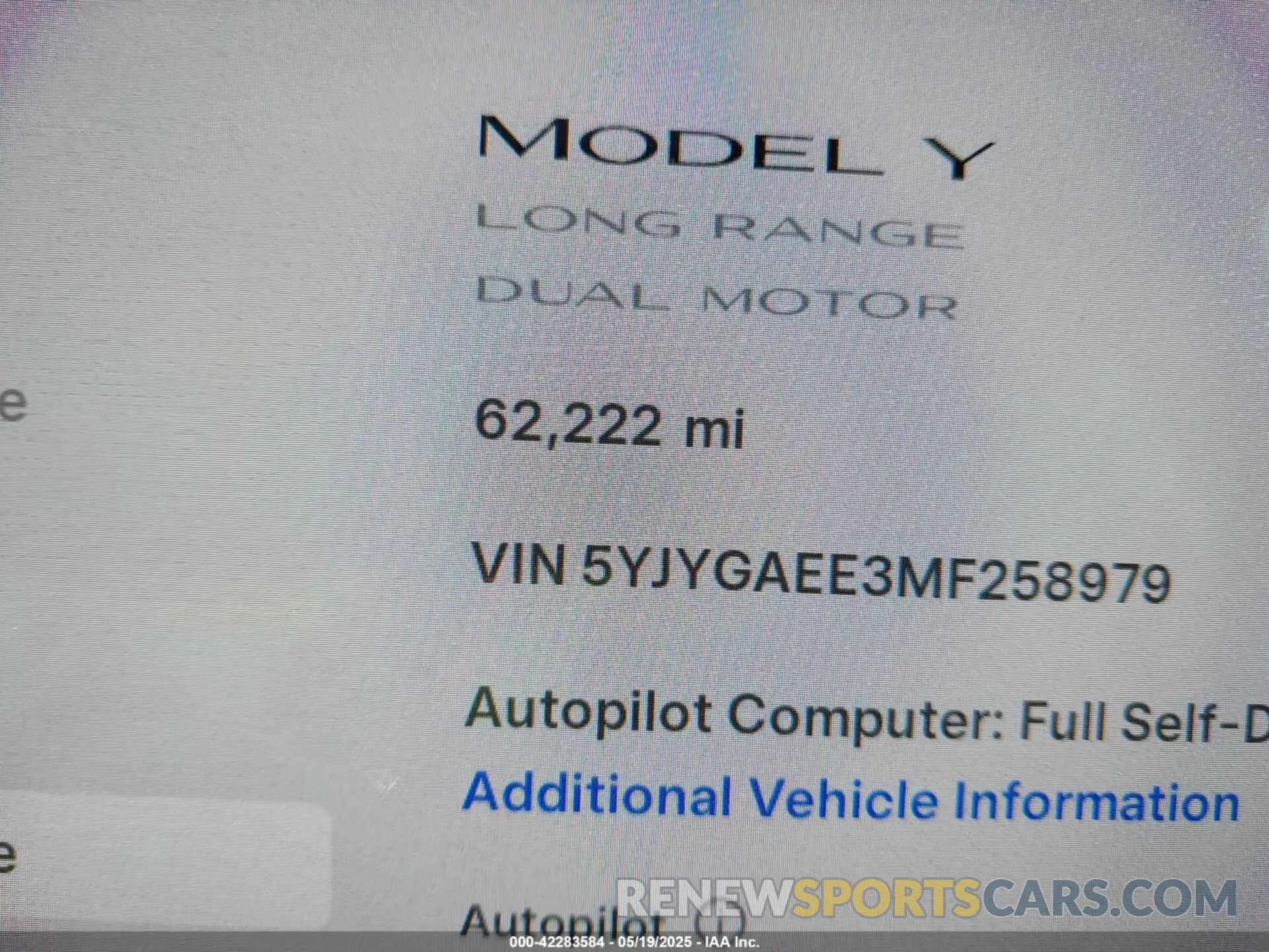 16 Photograph of a damaged car 5YJYGAEE3MF258979 TESLA MODEL Y 2021