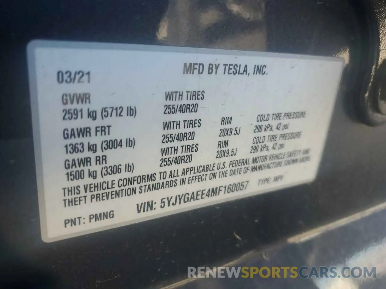 13 Photograph of a damaged car 5YJYGAEE4MF160057 TESLA MODEL Y 2021