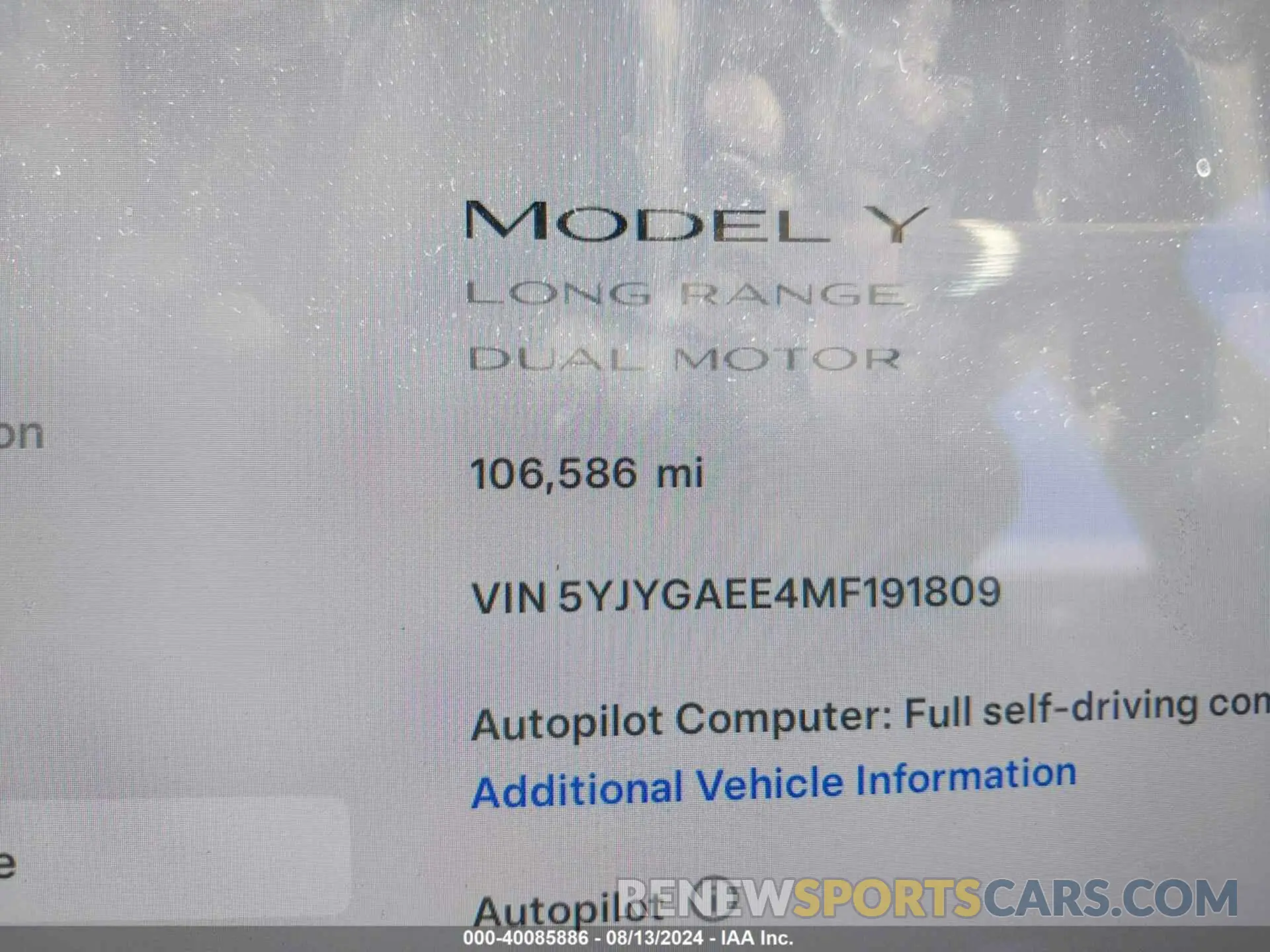 16 Photograph of a damaged car 5YJYGAEE4MF191809 TESLA MODEL Y 2021