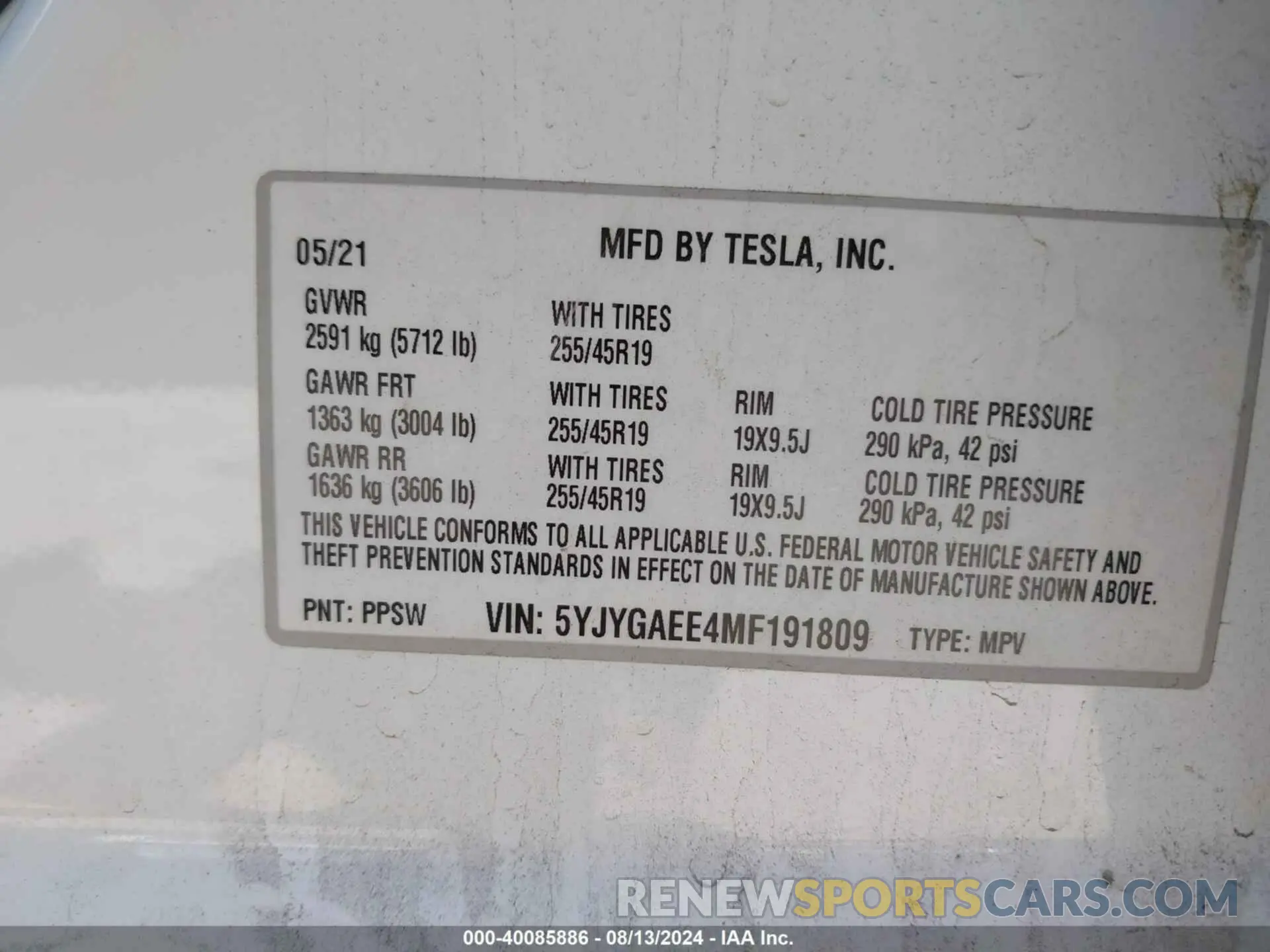 9 Photograph of a damaged car 5YJYGAEE4MF191809 TESLA MODEL Y 2021