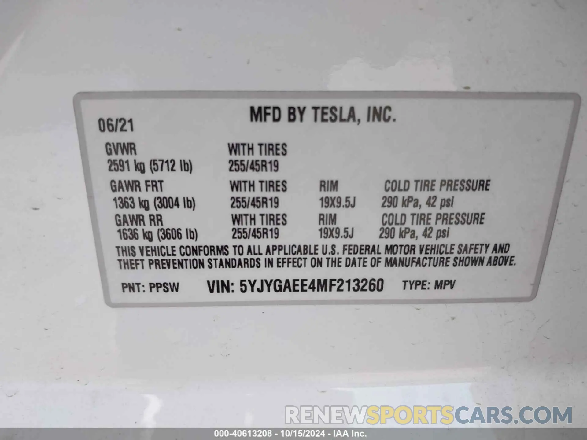 9 Photograph of a damaged car 5YJYGAEE4MF213260 TESLA MODEL Y 2021