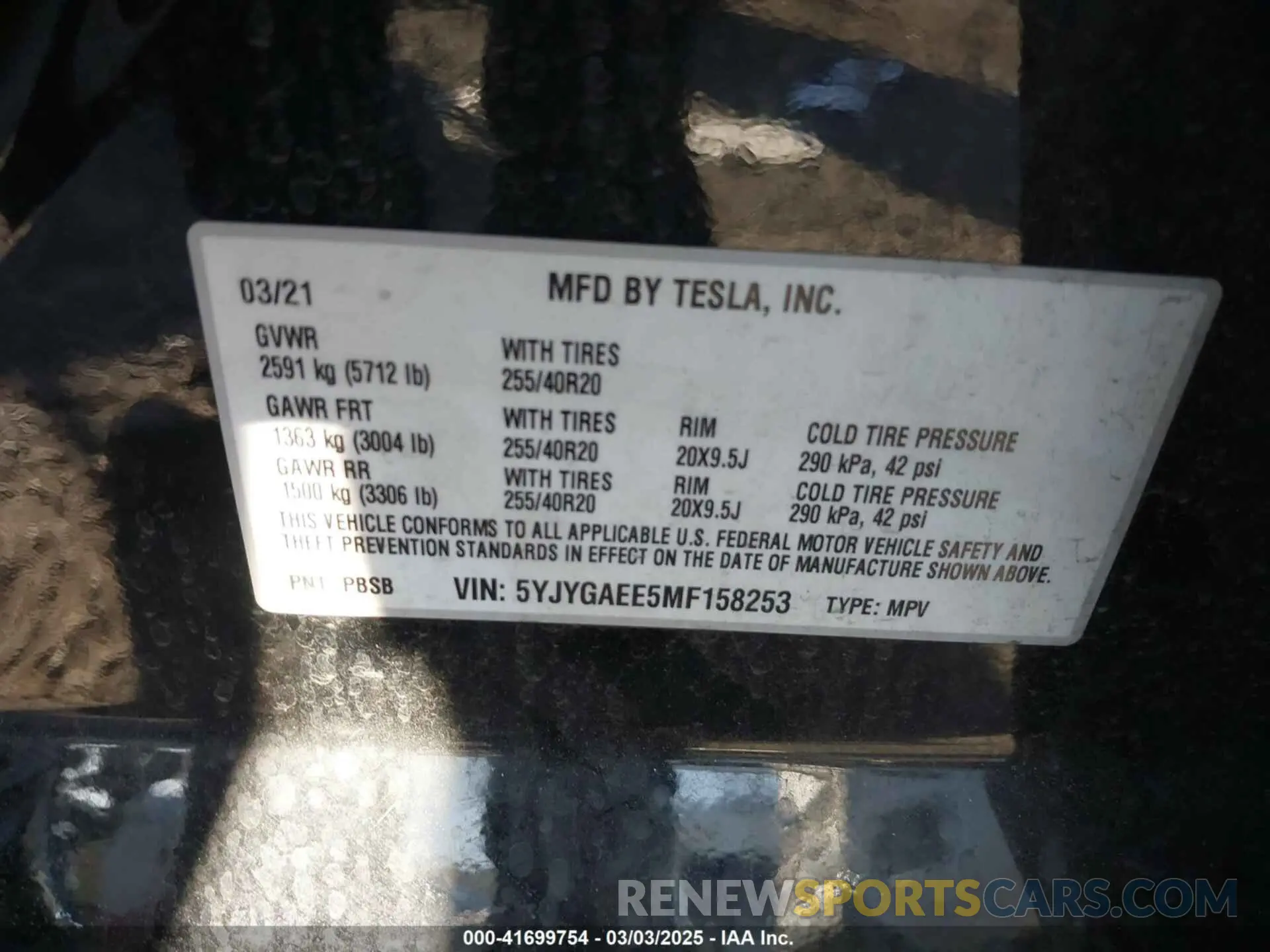 9 Photograph of a damaged car 5YJYGAEE5MF158253 TESLA MODEL Y 2021