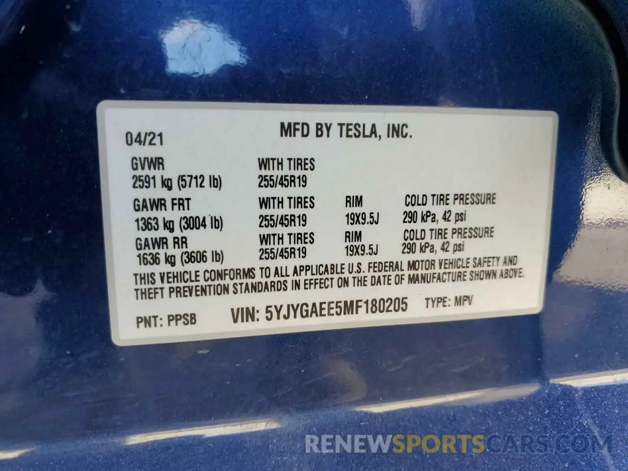 16 Photograph of a damaged car 5YJYGAEE5MF180205 TESLA MODEL Y 2021