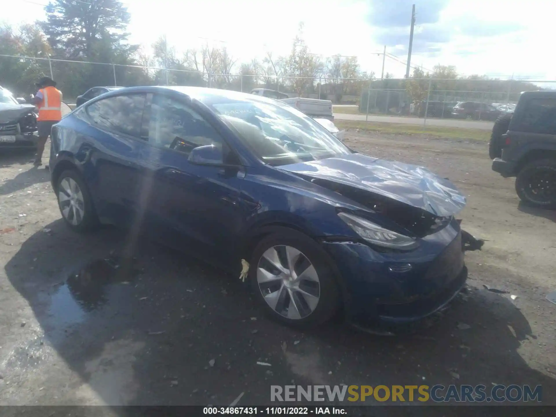 1 Photograph of a damaged car 5YJYGAEE5MF257946 TESLA MODEL Y 2021