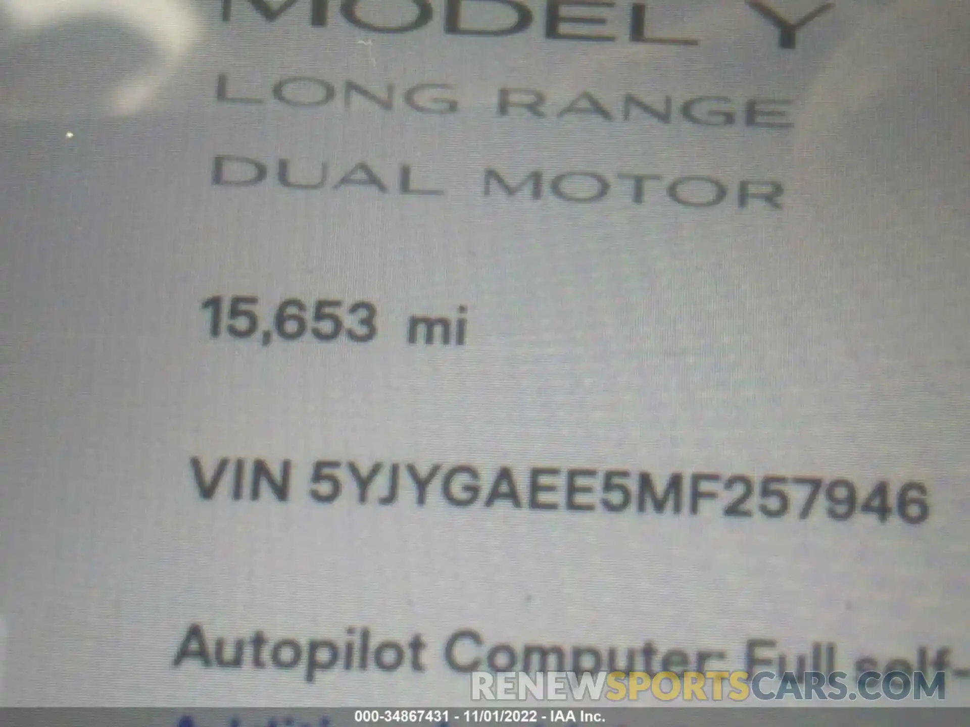 7 Photograph of a damaged car 5YJYGAEE5MF257946 TESLA MODEL Y 2021