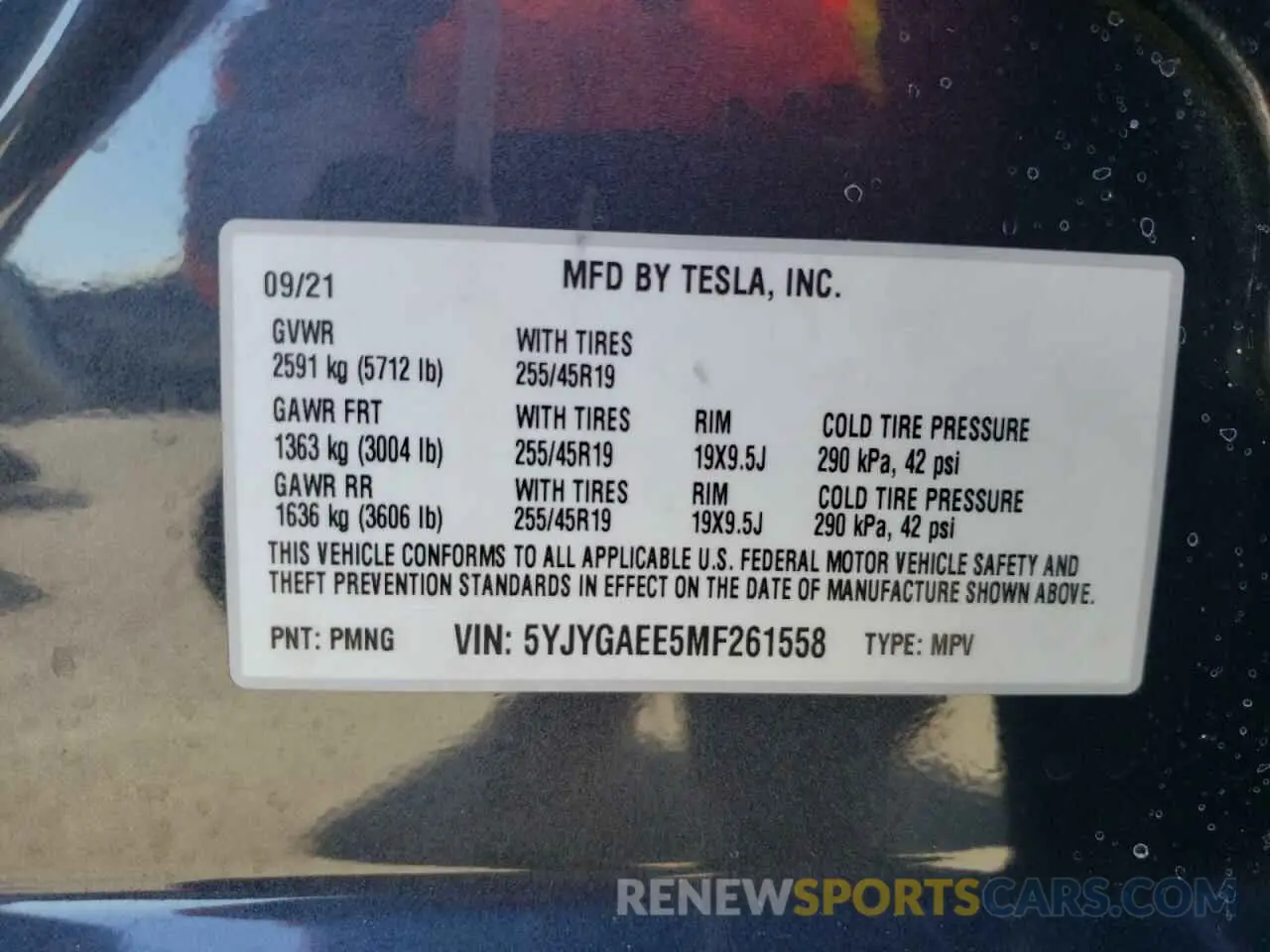 14 Photograph of a damaged car 5YJYGAEE5MF261558 TESLA MODEL Y 2021
