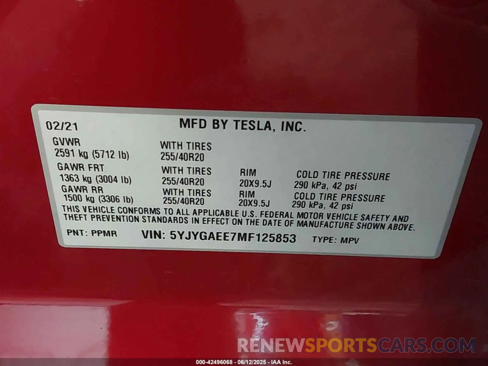 9 Photograph of a damaged car 5YJYGAEE7MF125853 TESLA MODEL Y 2021