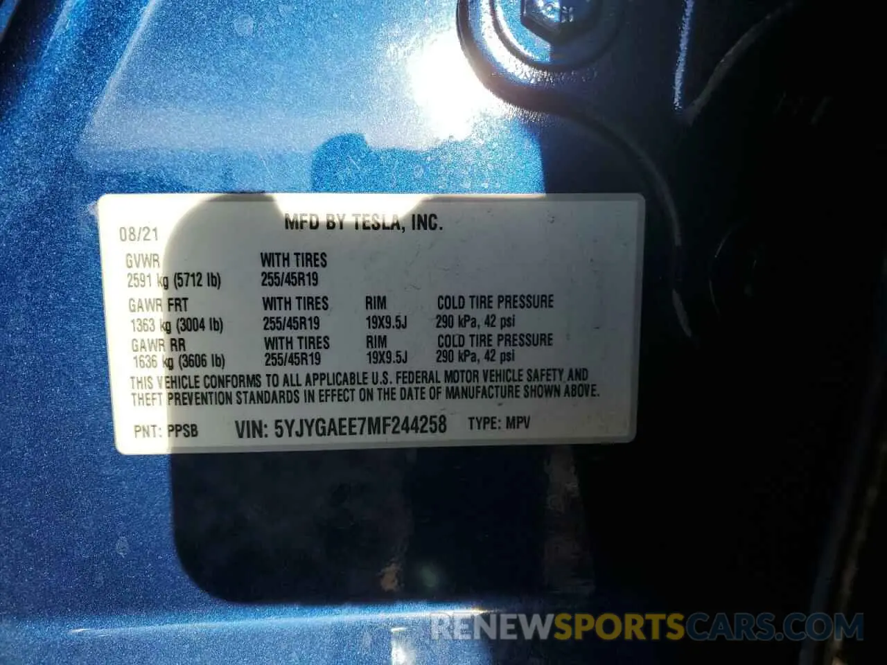 14 Photograph of a damaged car 5YJYGAEE7MF244258 TESLA MODEL Y 2021