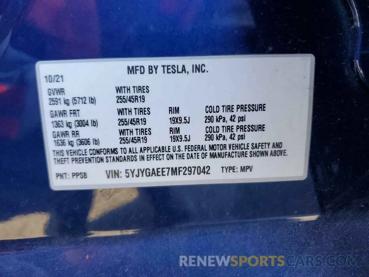 13 Photograph of a damaged car 5YJYGAEE7MF297042 TESLA MODEL Y 2021