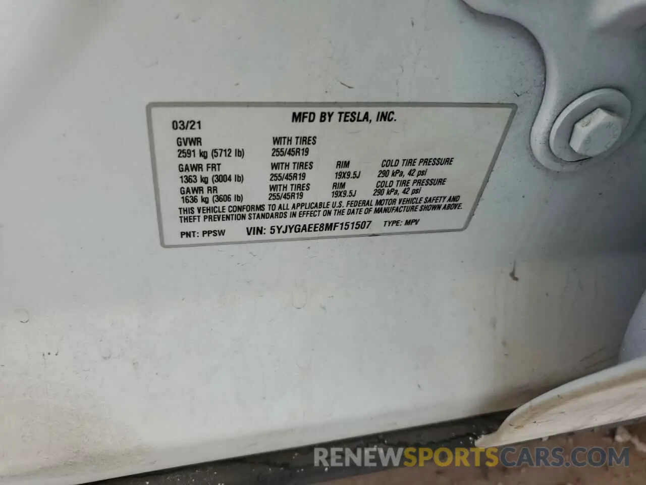 13 Photograph of a damaged car 5YJYGAEE8MF151507 TESLA MODEL Y 2021
