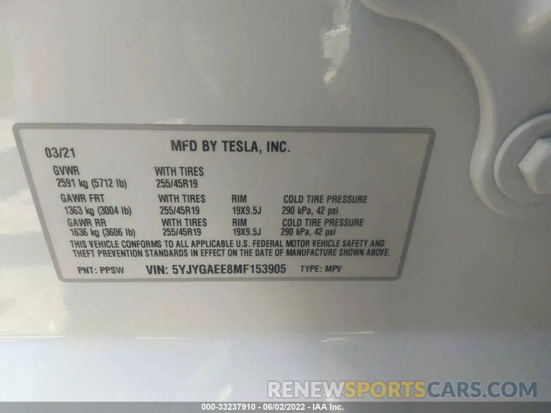 9 Photograph of a damaged car 5YJYGAEE8MF153905 TESLA MODEL Y 2021