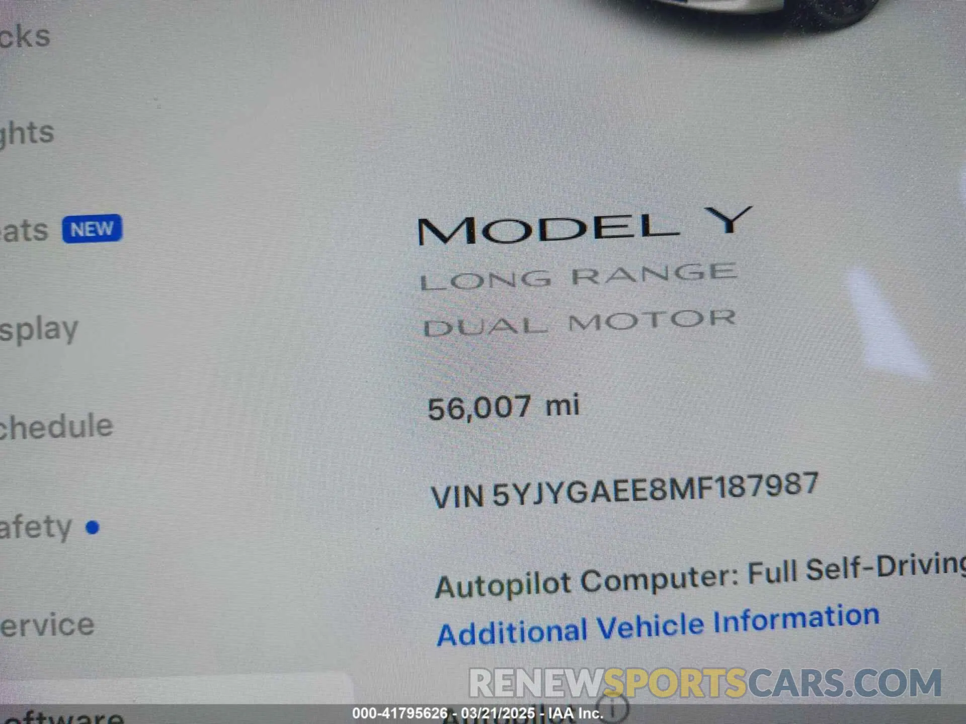 16 Photograph of a damaged car 5YJYGAEE8MF187987 TESLA MODEL Y 2021