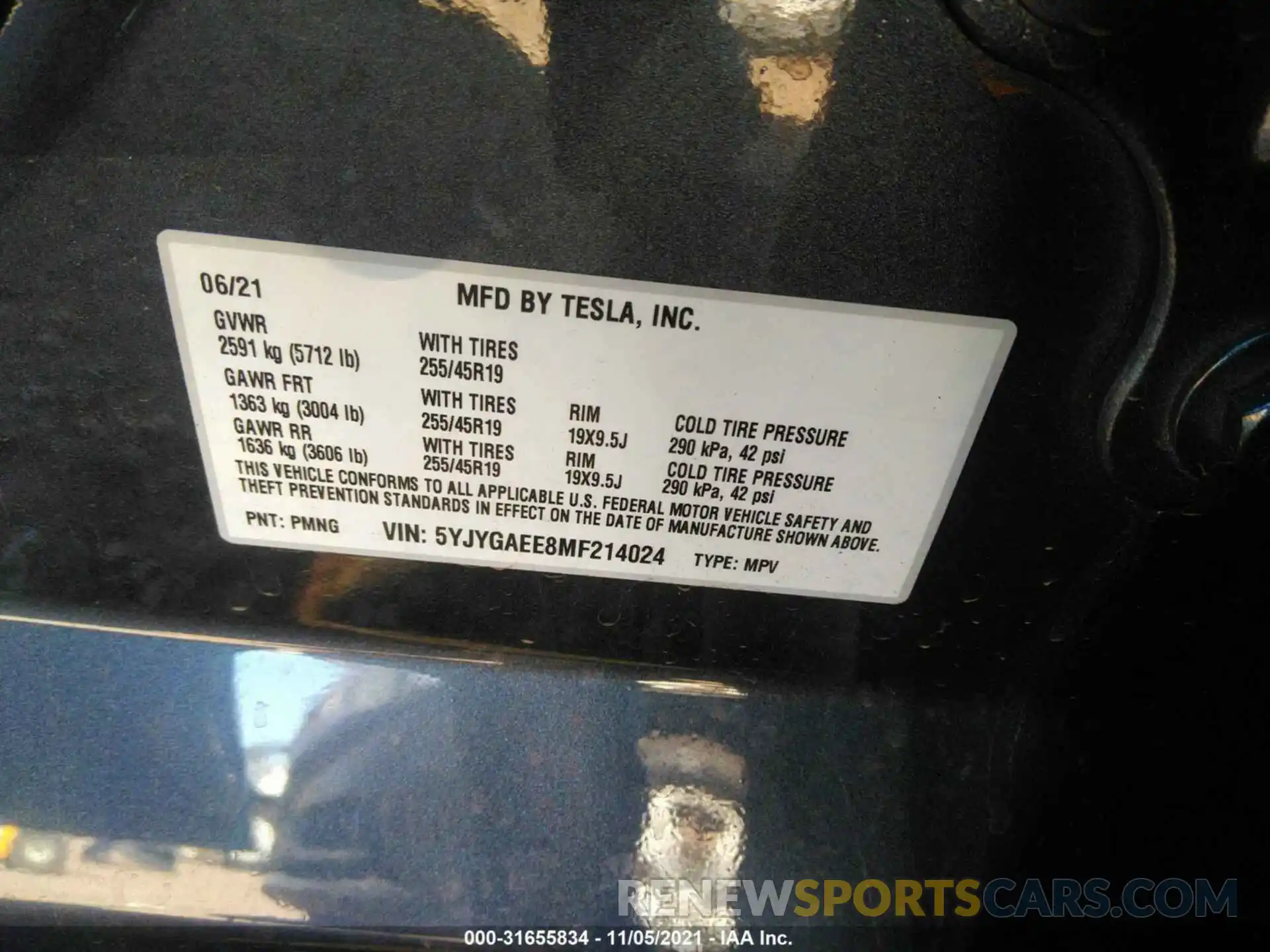 9 Photograph of a damaged car 5YJYGAEE8MF214024 TESLA MODEL Y 2021