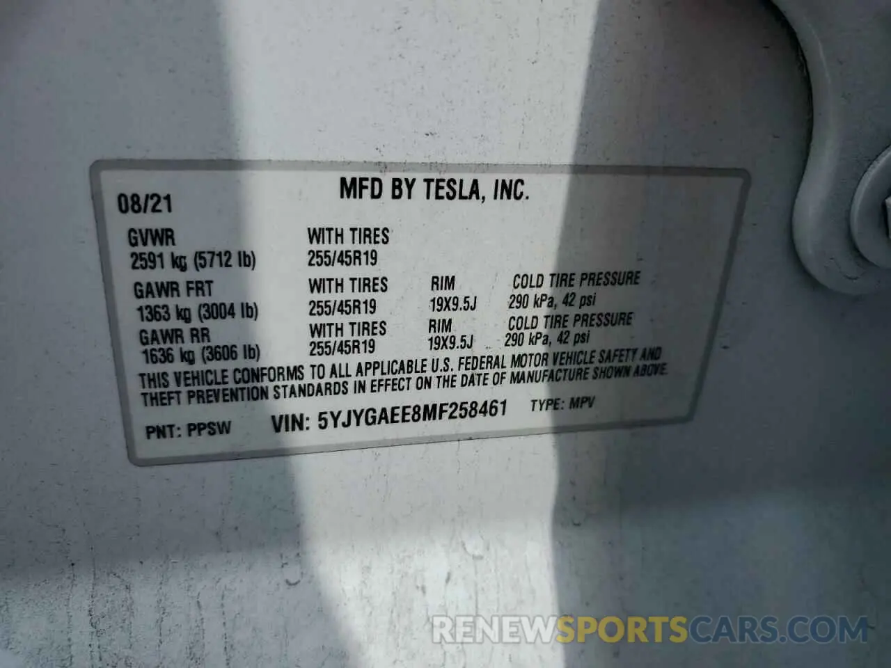14 Photograph of a damaged car 5YJYGAEE8MF258461 TESLA MODEL Y 2021